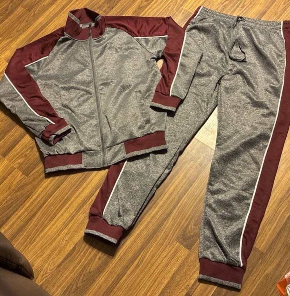 Mens 2-Piece Color Block Athletic Tracksuit Set with Full Zip Jacket and Joggers